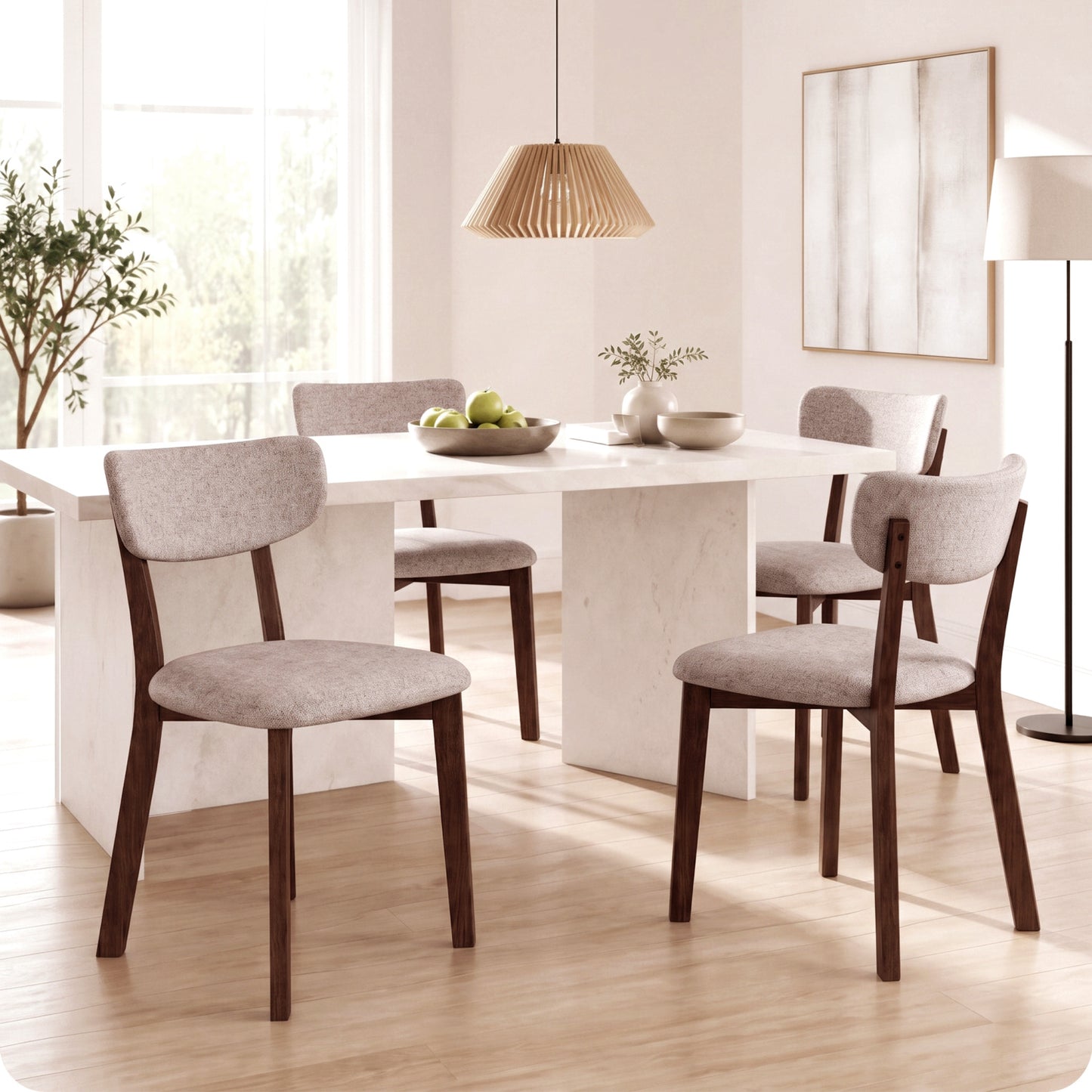 Upholstered Dining Chairs Set of 4 with Rubber Wood Frame