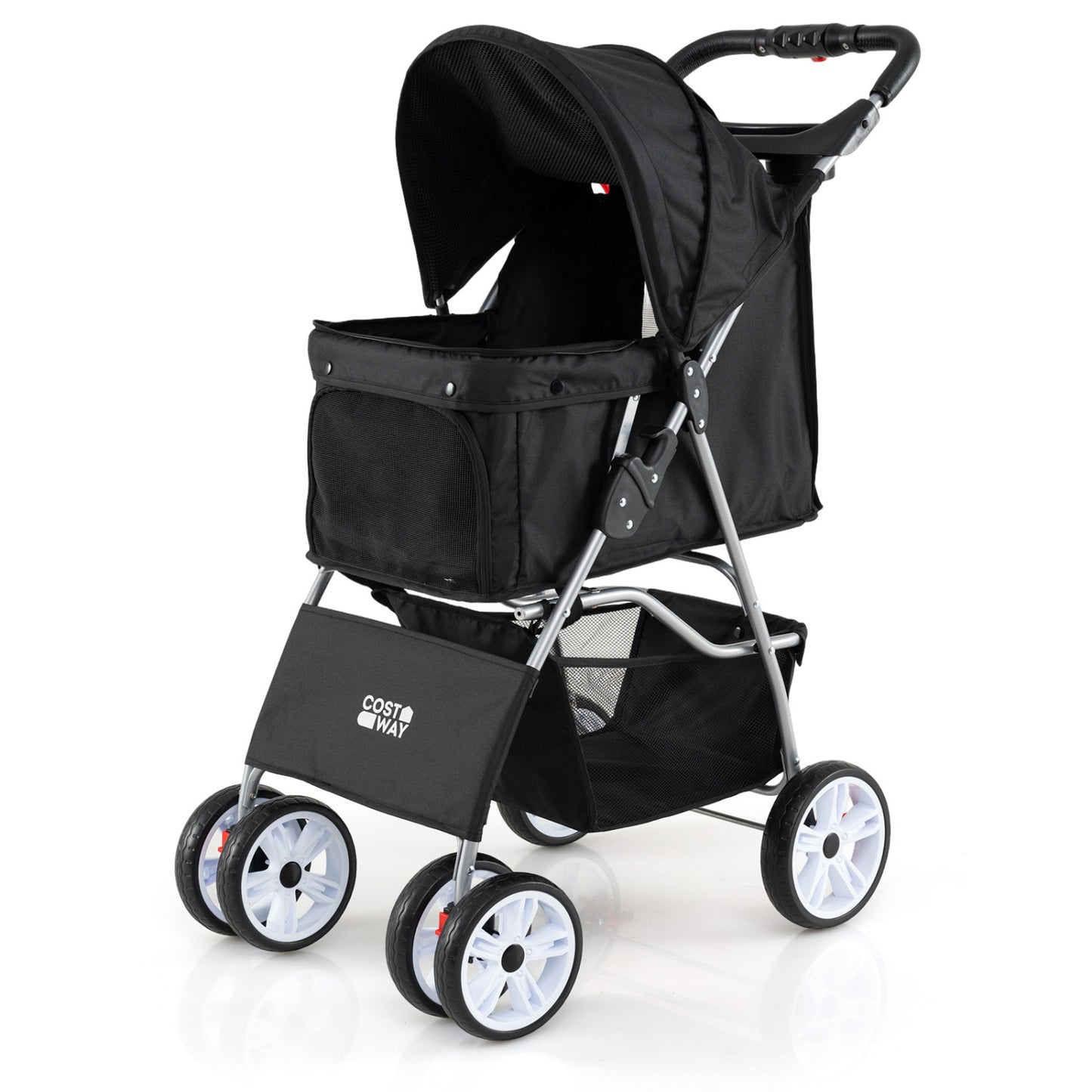 4 Wheel Pet Stroller for Small Dogs Cats up to 33 LBS-Black