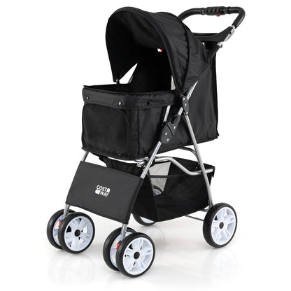4 Wheel Pet Stroller for Small Dogs Cats up to 33 LBS-Black