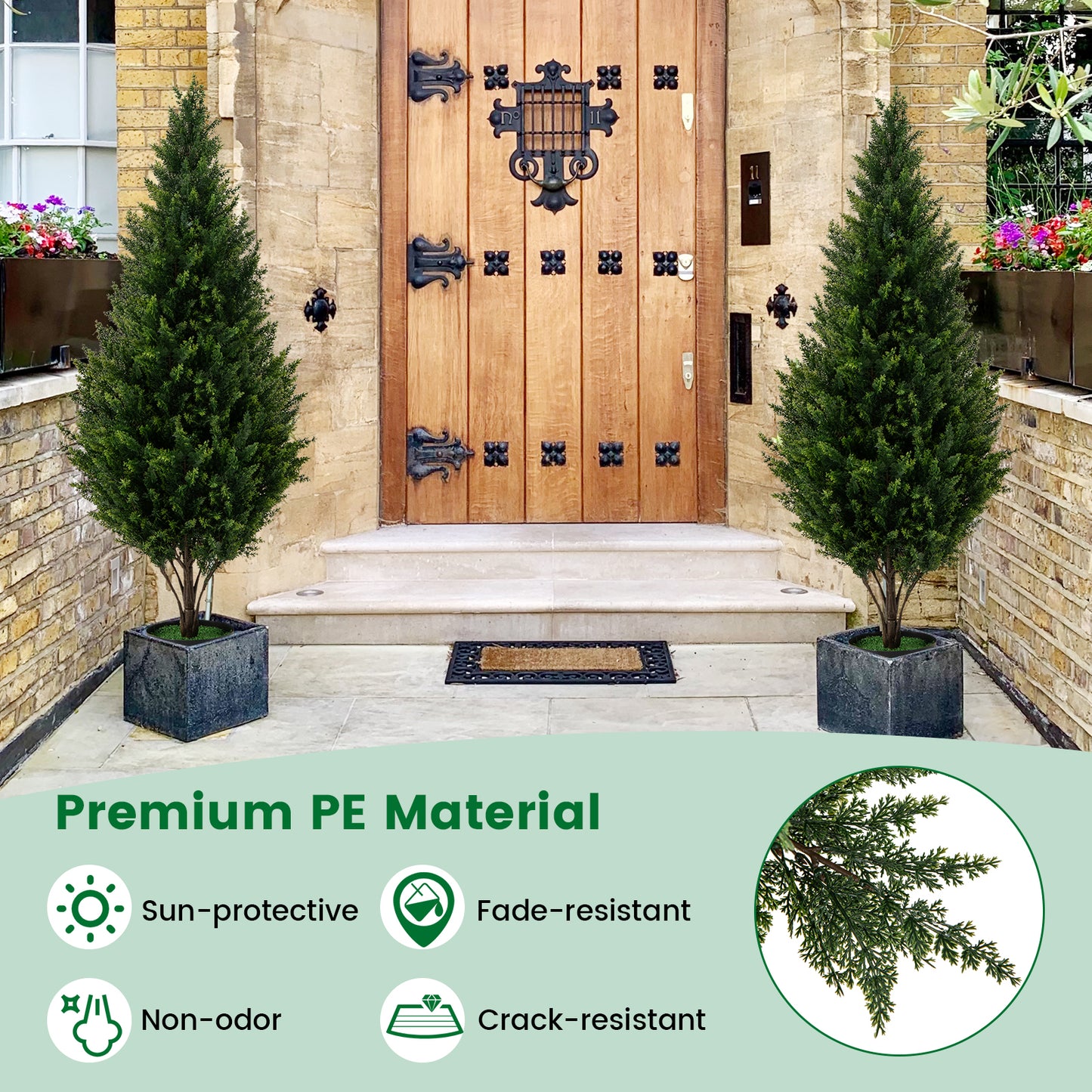 4 FT Artificial Topiary Tree Set of 2 for Indoor Outdoor Home Front Porch-Green
