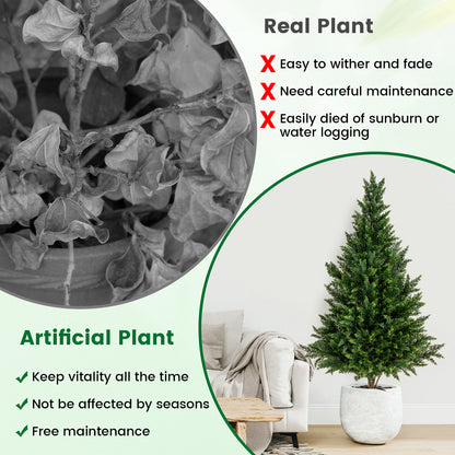 4 FT Artificial Topiary Tree Set of 2 for Indoor Outdoor Home Front Porch-Green