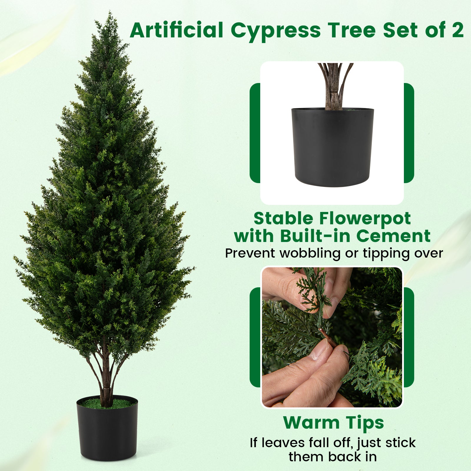 4 FT Artificial Topiary Tree Set of 2 for Indoor Outdoor Home Front Porch-Green