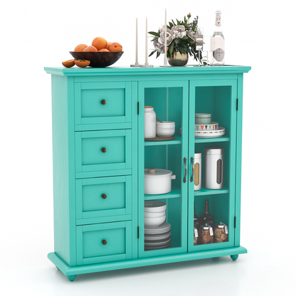 3-in-1 Bath & Storage Combo: Tall Cabinet Shower Bench & Buffet Sideboard