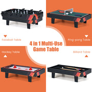 4 in 1 Combo Game Table Set with Billiards-Black