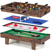 4 in 1 Combo Game Table Set with Billiards-Natural
