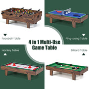 4 in 1 Combo Game Table Set with Billiards-Natural
