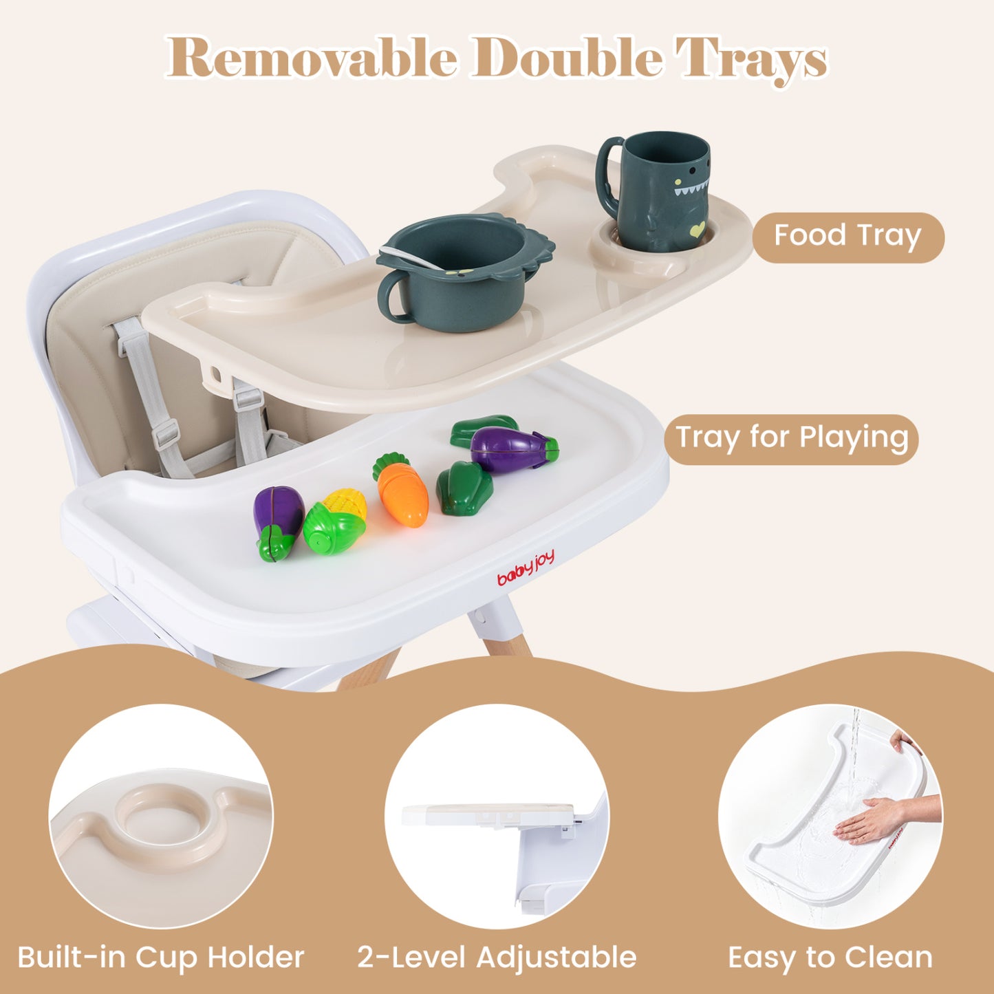 4-in-1 Convertible Baby High Chair with Adjustable Tray