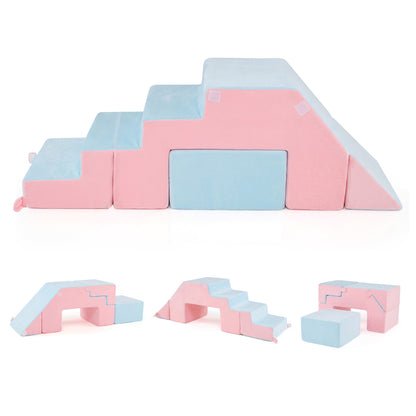 4-in-1 Foam Climbing Blocks with Slide for Toddlers