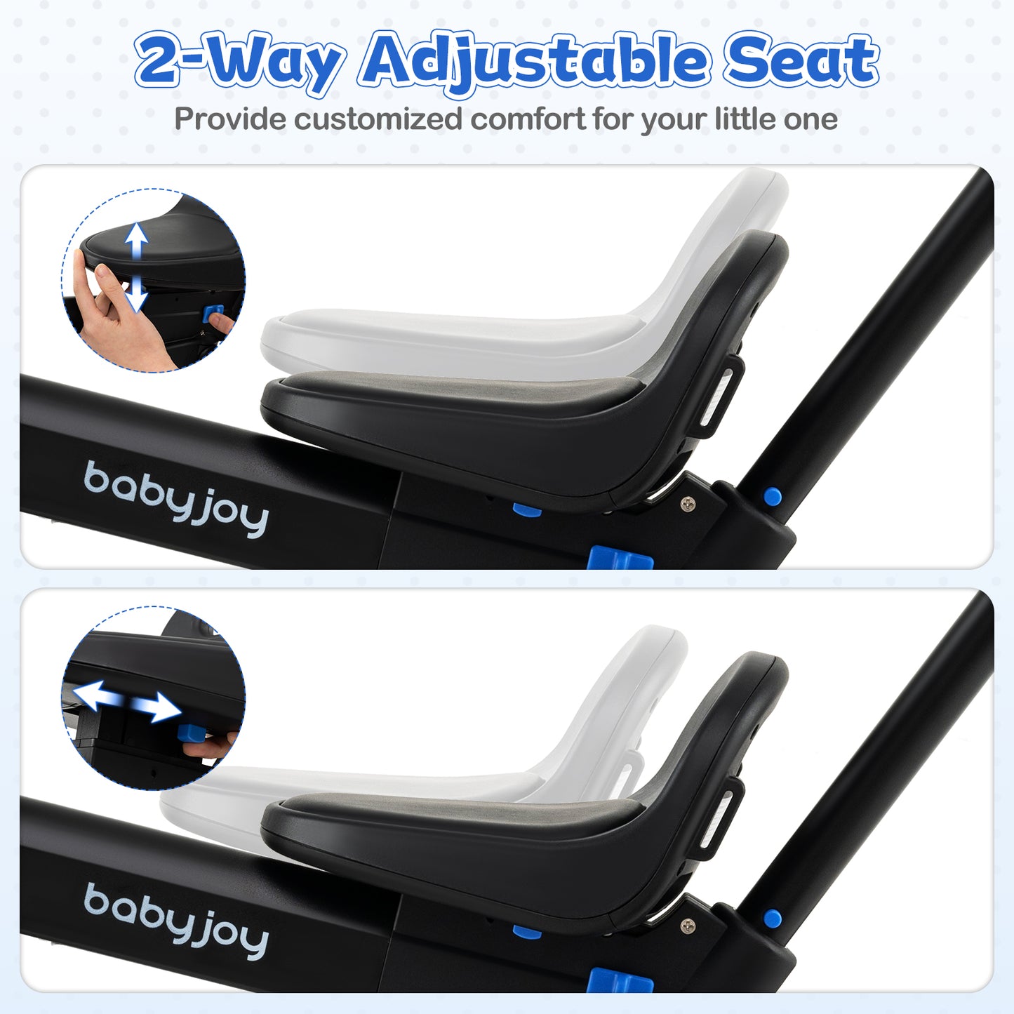 4-in-1 Foldable Toddler Tricycle with Push Handle with Adjustable Seat-Navy