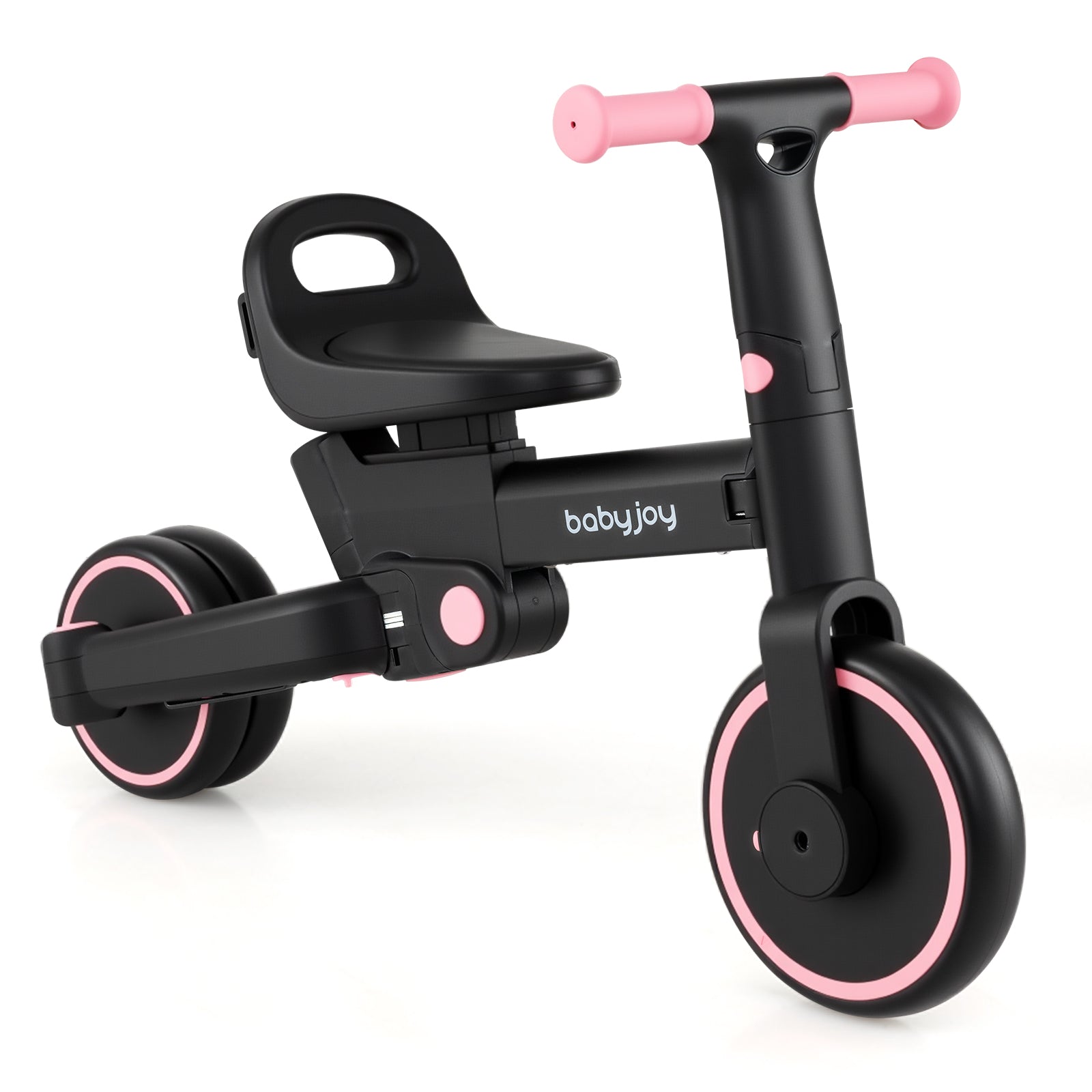 4-in-1 Foldable Toddler Tricycle with Push Handle with Adjustable Seat-Pink