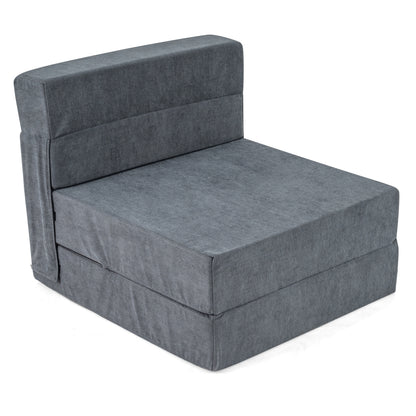 4-in-1 Folding Sofa Bed with Corduroy Cover and Smooth Zipper for Living Room
