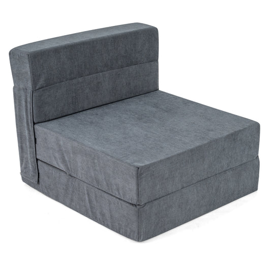 4-in-1 Folding Sofa Bed with Corduroy Cover and Smooth Zipper for Living Room
