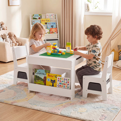 Kids Table and Chair Set with Building Blocks & Storage