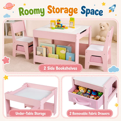 Kids Table and Chair Set with Building Blocks & Storage