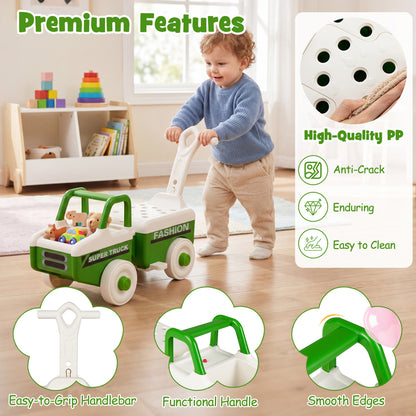 4-in-1 Ride On Push Car with Music and Storage