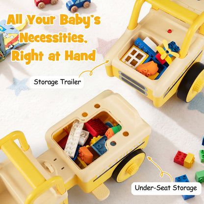 4-in-1 Ride On Push Car with Music and Storage