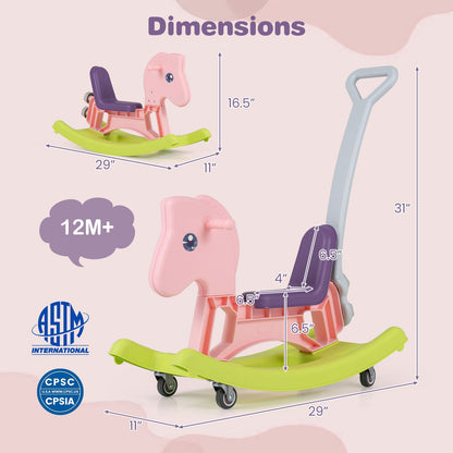 4-in-1 Rocking Horse for Toddlers Ages 12M+ with 4 Universal Wheels