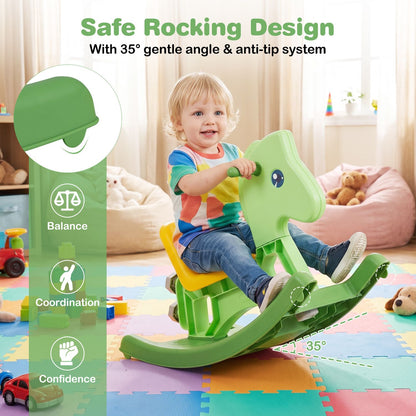 4-in-1 Rocking Horse for Toddlers Ages 12M+ with 4 Universal Wheels