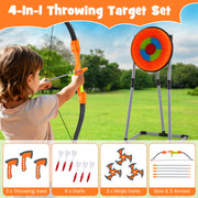 4 in 1 Throwing Target Set Kids Throwing Game with Bristle Target and 3 Throwing axes