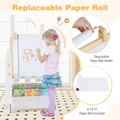 4-in-1 Toddler Activity Table Set with Magnetic Whiteboard and Chalk Board-Gray