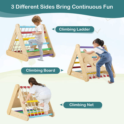 4 in 1 Triangle Climber Toy with Sliding Board and Climbing Net