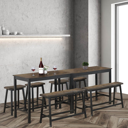 4 Piece Solid Wood Counter Height Dining Table Set-Coffee