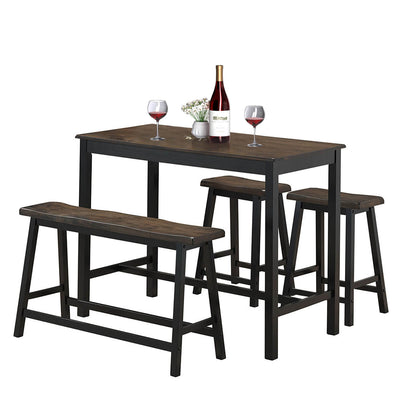 4 Piece Solid Wood Counter Height Dining Table Set-Coffee
