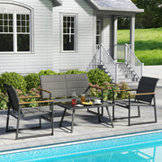 4-Piece Outdoor Conversation Patio Furniture Set-Gray