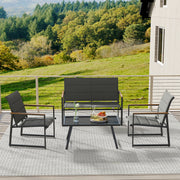 4-Piece Outdoor Conversation Patio Furniture Set-Gray