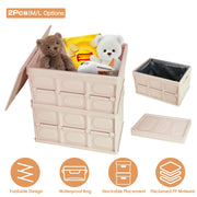 2Pcs 30L Collapsible Storage Bins With Dustproof Lid Waterproof Interior Bag Handle Stackable Storage Box Container Utility Organizer Crate For Campin