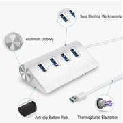 4 Ports USB3.0 Hub 5Gbps USB3.0 Aluminum Expansion Hub Splitter File Video Date Reader Transmission