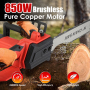 16Inch Electric Cordless Chainsaw With 2Pcs 21V 3.0Ah Battery and Charger Brushless Battery Operated Handheld Chainsaw With Auto Oiler Safety Switch f
