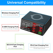 100W USB Charger Hub 8-Port USB Charging Station with LCD Display