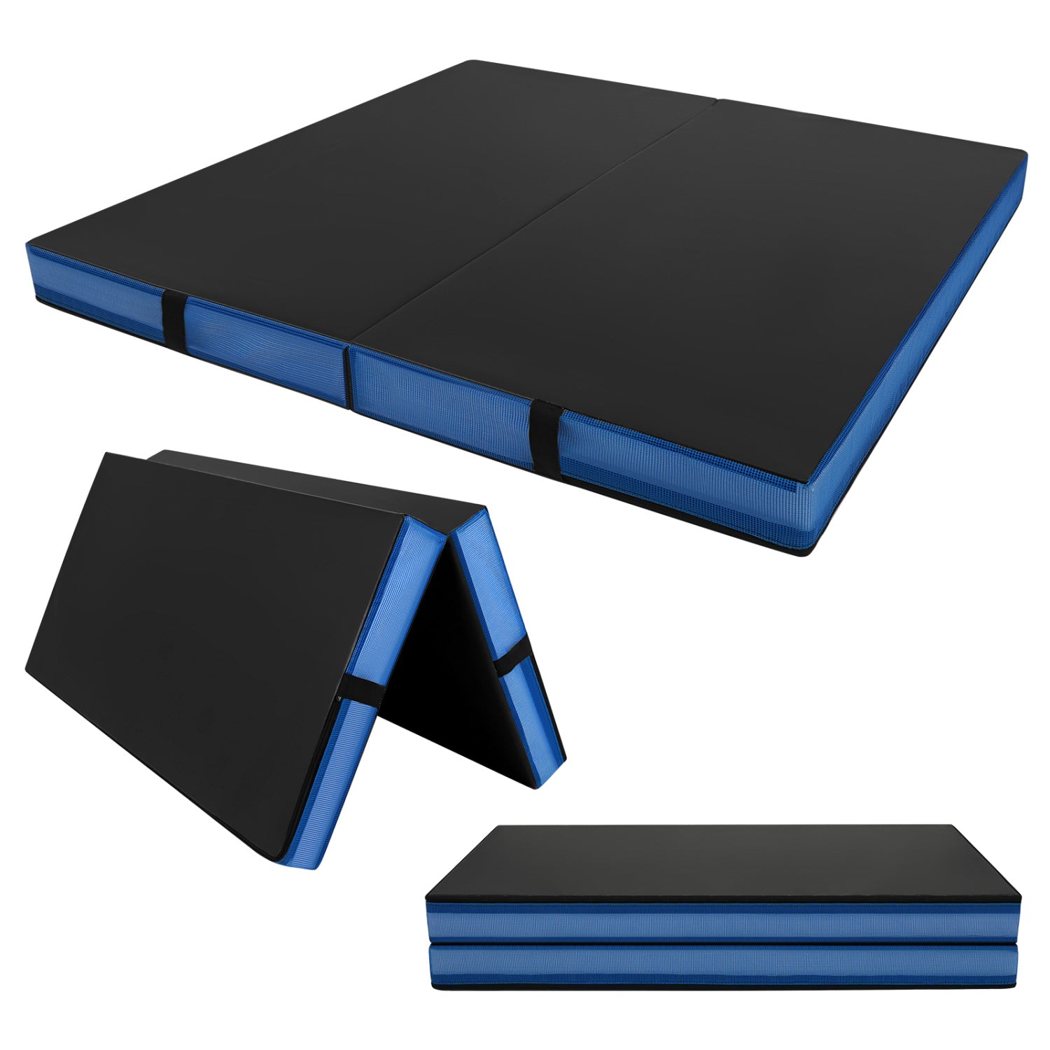 4ft x 4ft x 4in Bi-Folding Gymnastic Tumbling Mat with Handles and Cover-Pink - Black