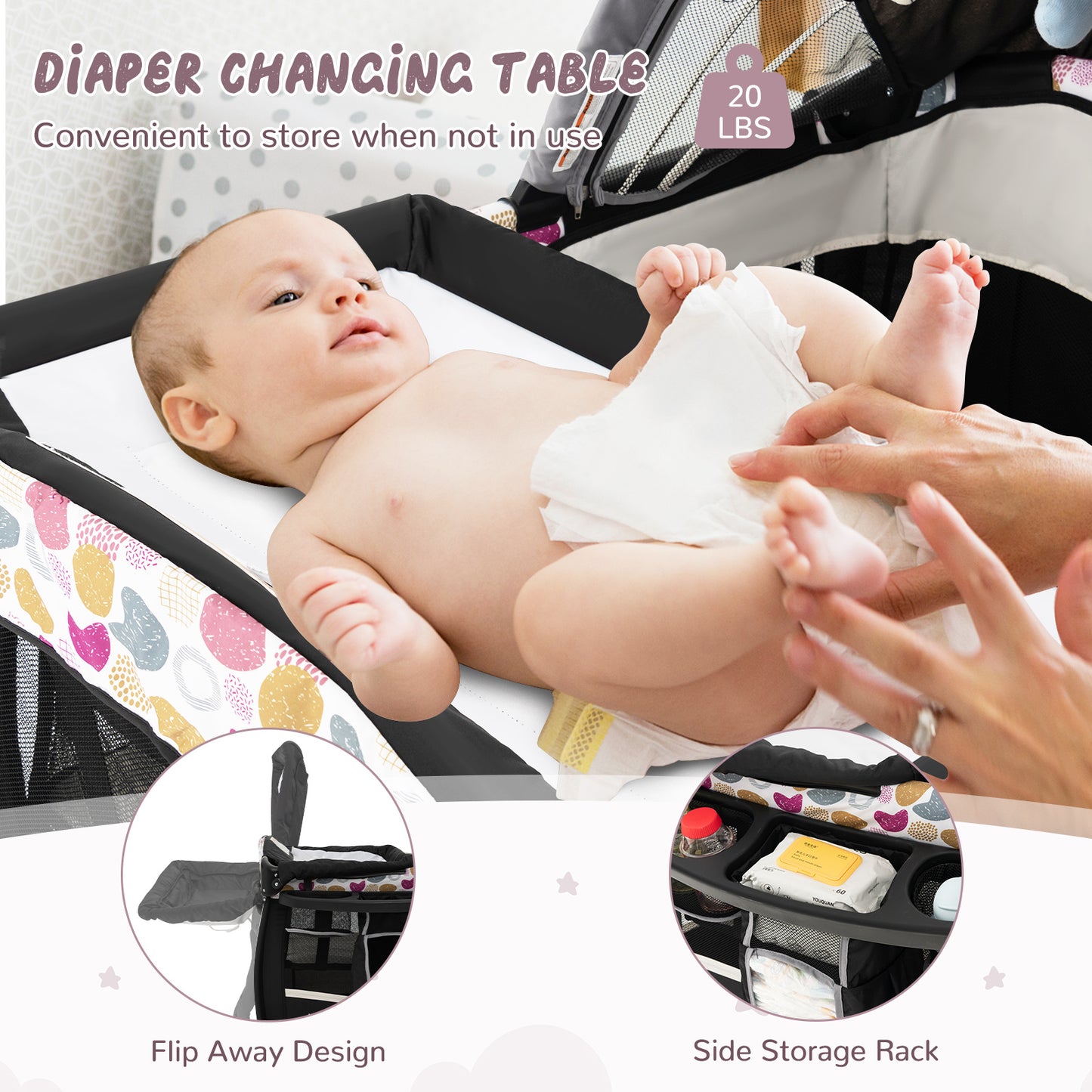 4 in 1 Portable Pack and Play Baby Nursery Center with Bassinet
