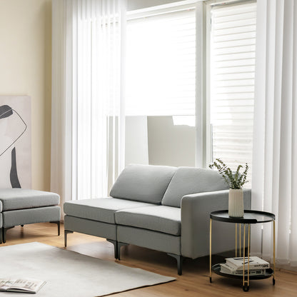 1/2/3/4-Seat Convertible Sectional Sofa with Reversible Ottoman-3-Seat