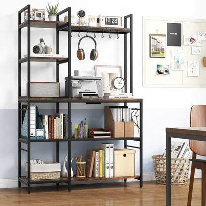 5-Tier Bakers Rack with Power Outlets and 10 S-Shaped Hooks