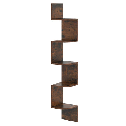 5-Tier Corner Shelf Floating Bookshelf Wall Mounted Storage Organizer