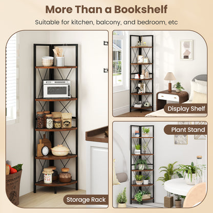 5-Tier Freestanding Corner Shelf 63 Inch Tall Storage Rack
