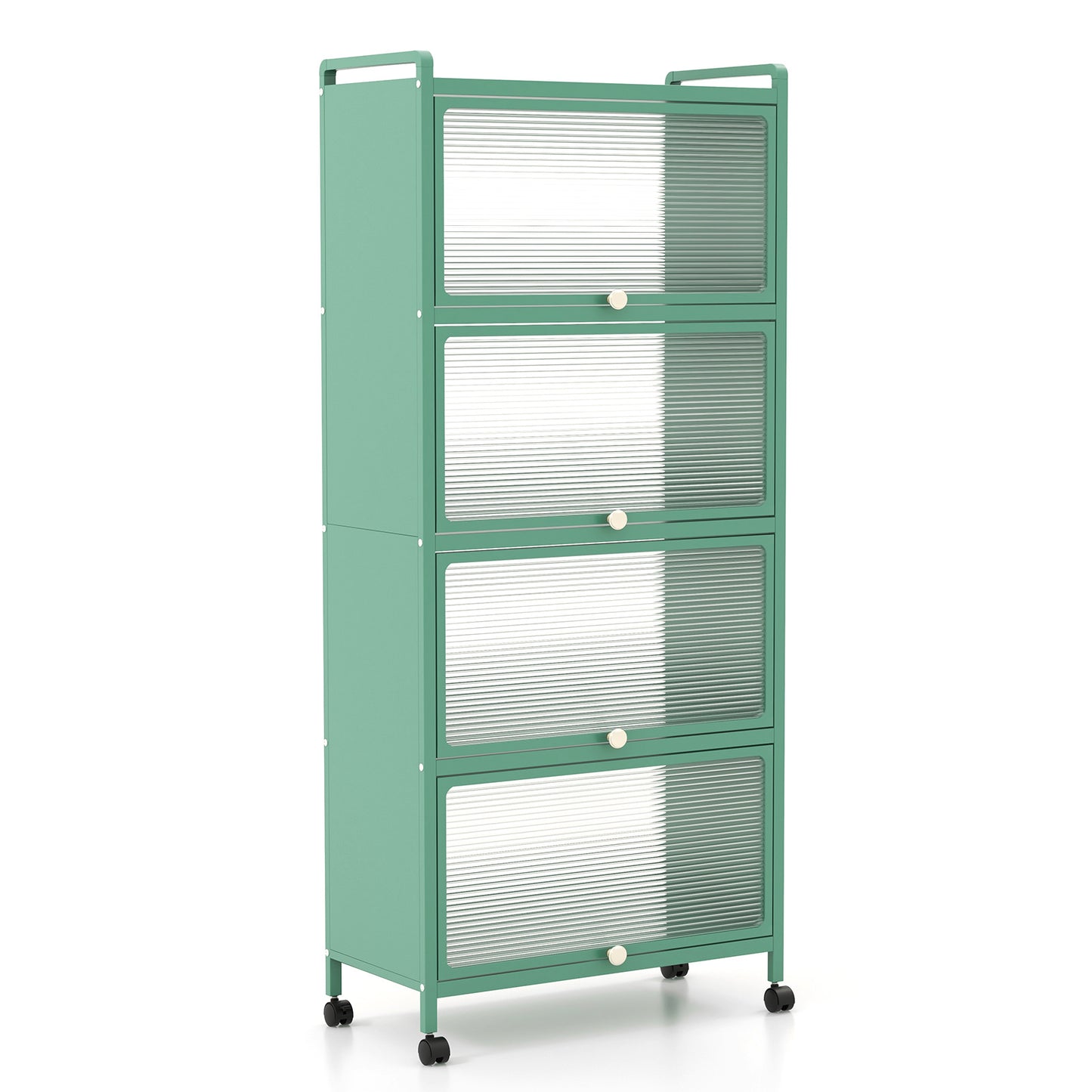 5-Tier Kitchen Baker's Rack with Flip-up PC Doors-Green - Green