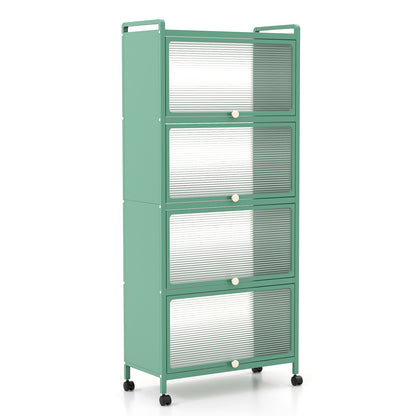 5-Tier Kitchen Baker's Rack with Flip-up PC Doors-Green - Green