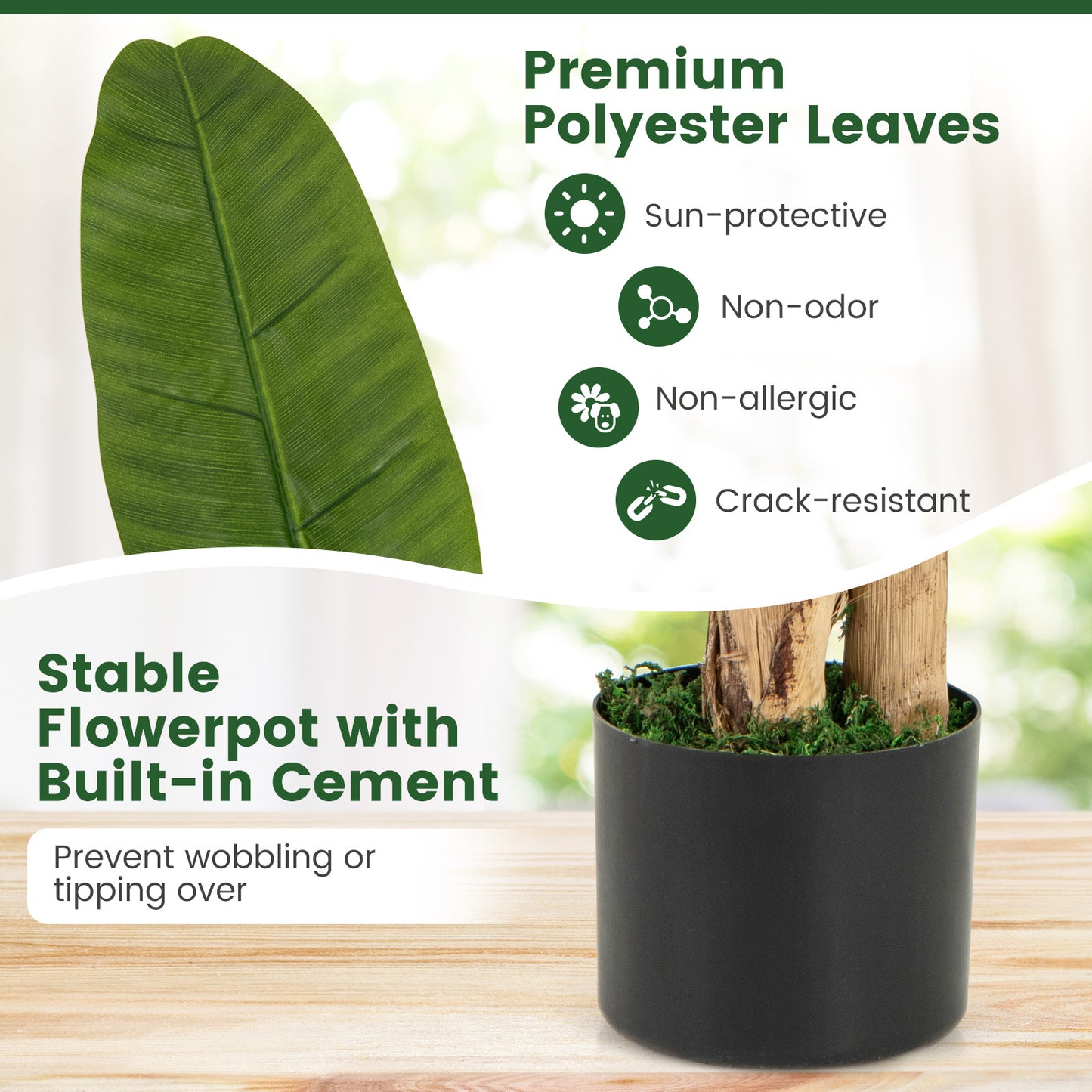 5.3 Feet Tall Bird of Paradise Artificial Plant Faux Banana Leaf Tree