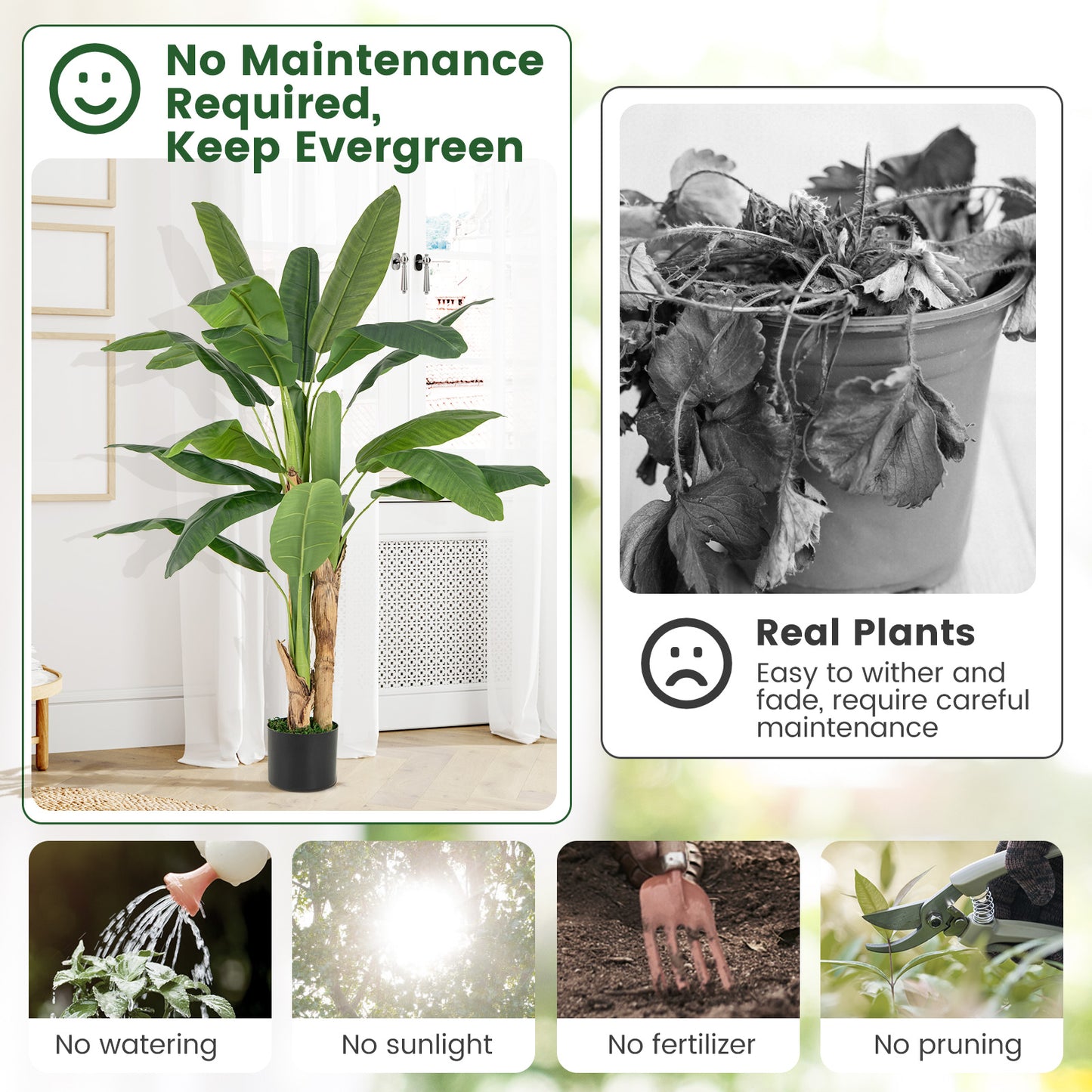 5.3 Feet Tall Bird of Paradise Artificial Plant Faux Banana Leaf Tree