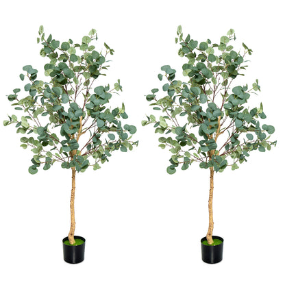 5.5 Feet Artificial Eucalyptus Tree with 517 Silver Dollar Leaves-1 Pack - 2 Pack