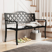 50.5 Inch Patio Bench with Curved Armrests for 2-3 People-Black