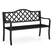 50.5 Inch Patio Bench with Curved Armrests for 2-3 People-Black