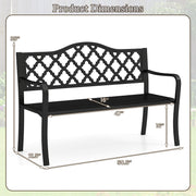 50.5 Inch Patio Bench with Curved Armrests for 2-3 People-Black