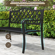 50.5 Inch Patio Bench with Curved Armrests for 2-3 People-Black