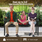 50.5 Inch Patio Bench with Curved Armrests for 2-3 People-Black