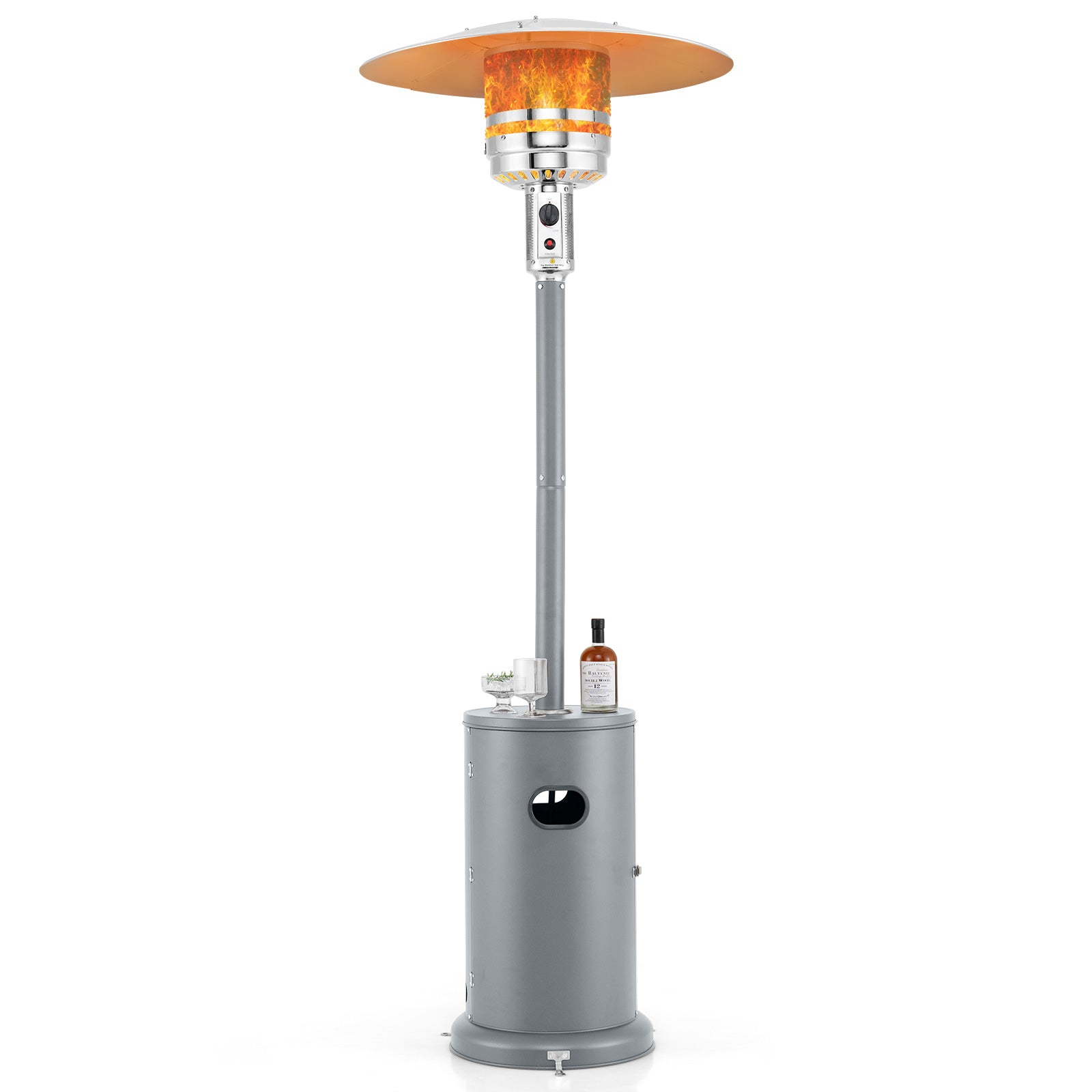 50000 BTU Propane Patio Heater with Round Table Design-Black - Gray